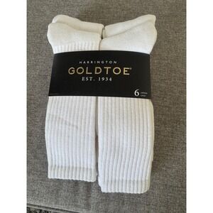 Gold Toe Harrington Cotton Crew Socks 6 Pack White Full Cushion Reinforced Toe